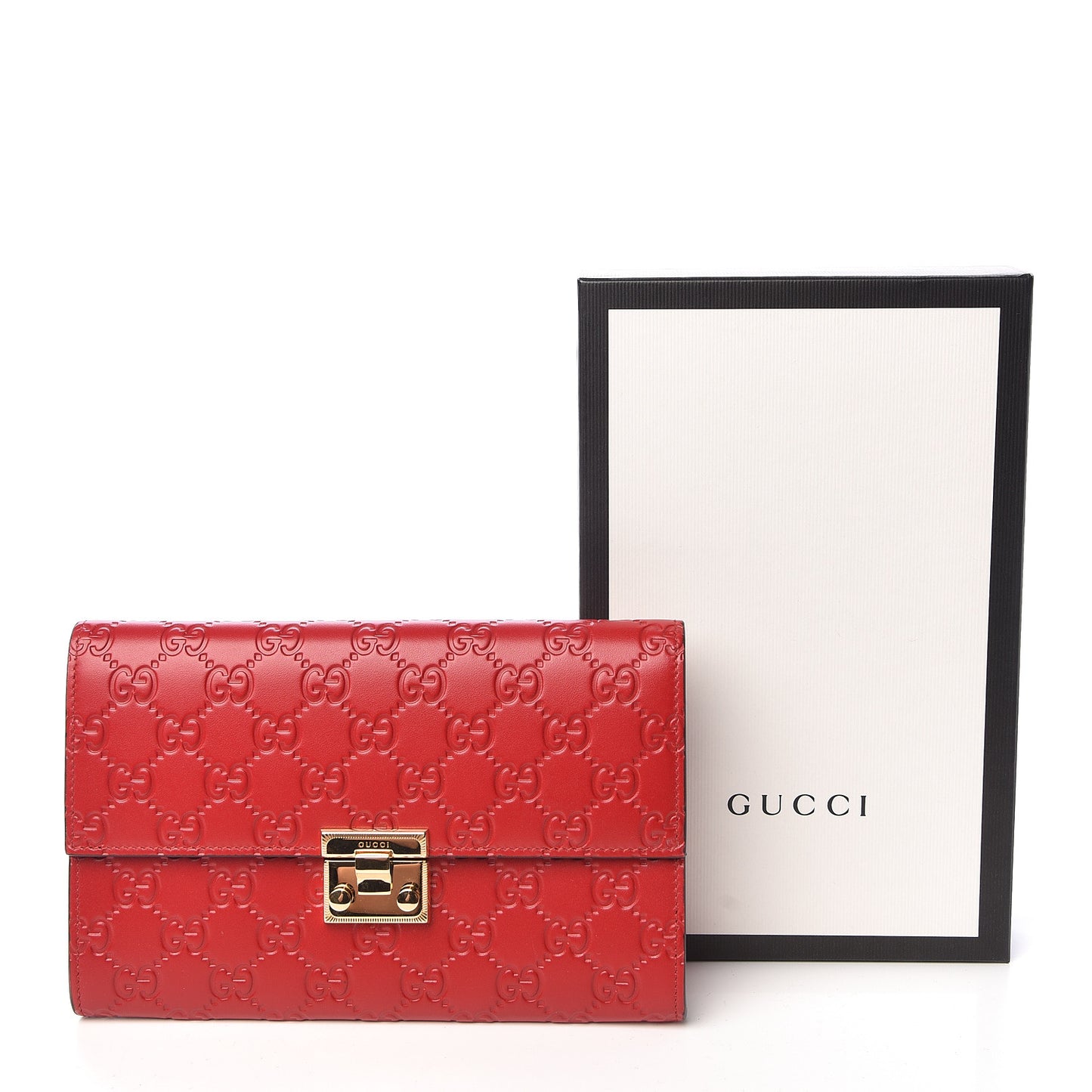 Guccissima Padlock Clutch Hibiscus Red