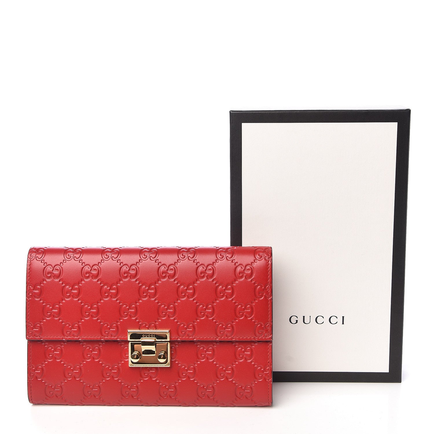 Gucci Guccissima Padlock Clutch Hibiscus Red 9 of 9
