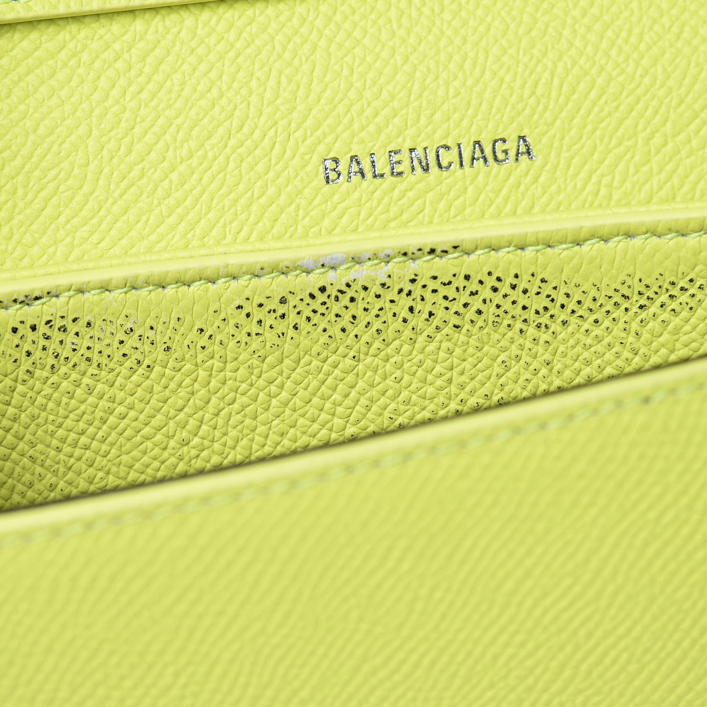 Grained Calfskin Logo Print Ville Day Bag XS Acid Green