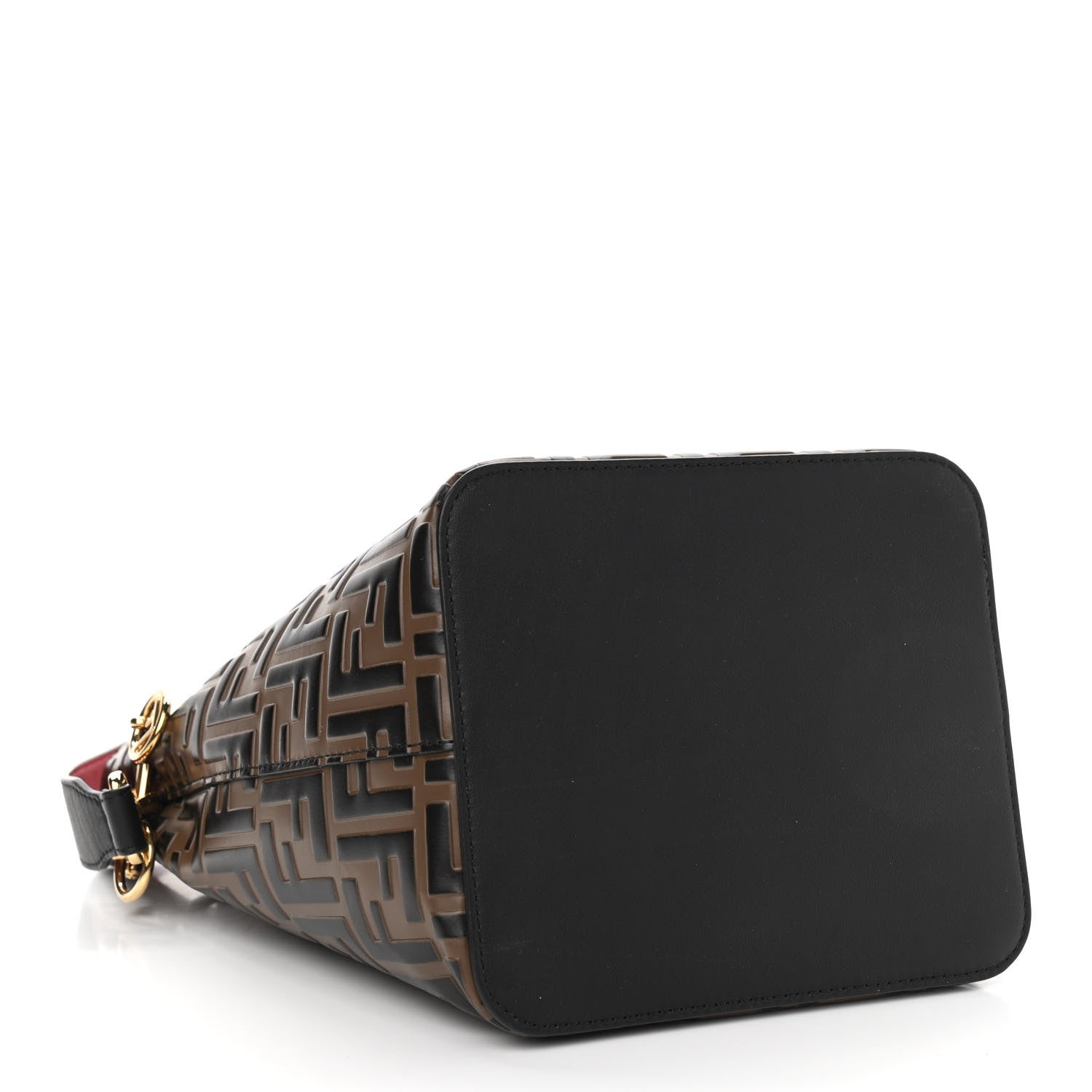 Fendi Vitello Grace F is Fendi Bi-Color FF 1974 Embossed Grande Mon Tresor Bucket Bag Maya Black Fragola 4 of 12