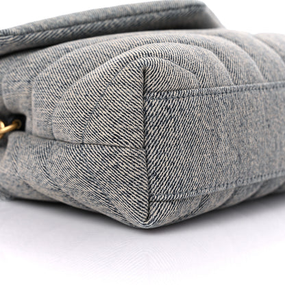 Saint Laurent Denim Y Quilted Monogram Toy Loulou Crossbody Bag Grey 7 of 10