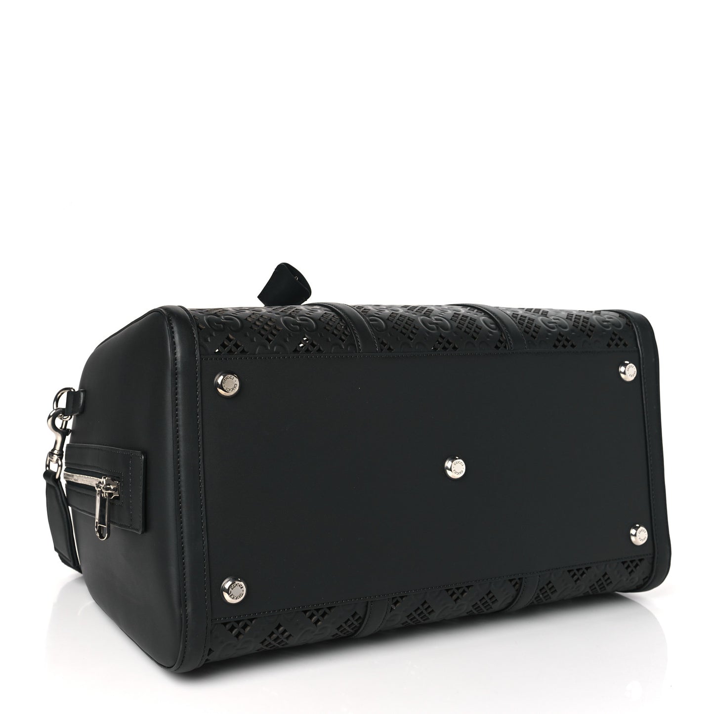 Perforated GG Embossed Duffle Bag Black