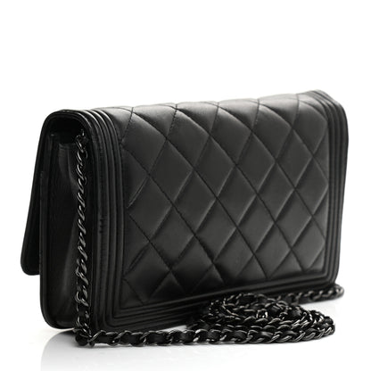Chanel Calfskin Quilted Boy Wallet On Chain WOC Black 3 of 12