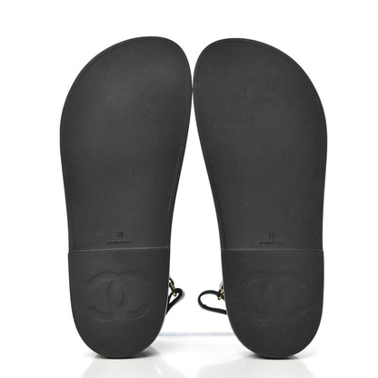 Chanel Rubber CC Dad Sandals 39 Black 5 of 8