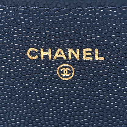 Chanel Caviar Quilted Large Gusset Flap Wallet Navy 6 of 8