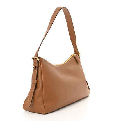 Prada Soft Calfskin Large Aimée Shoulder Bag Caramel 3 of 11