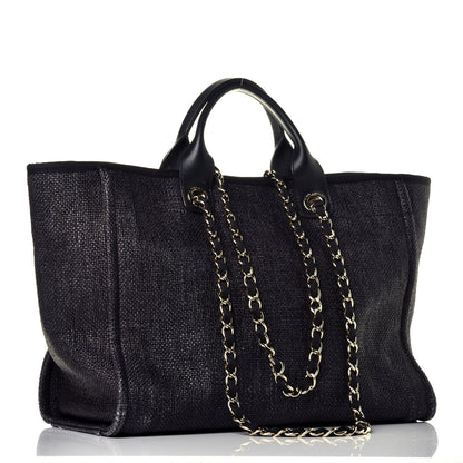 Chanel Woven Straw Raffia Large Deauville Tote Black 3 of 9