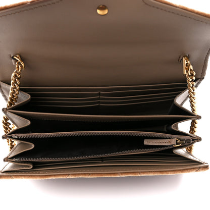 Gucci Velvet Matelasse GG Marmont Chain Wallet Taupe 5 of 11