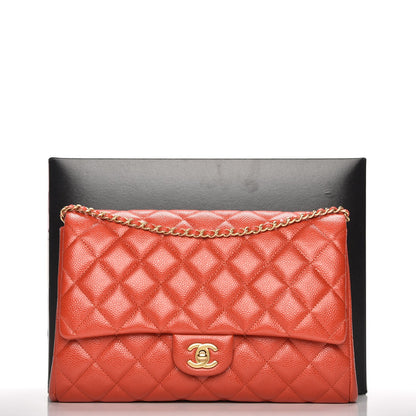 Chanel Caviar Quilted Clutch with Chain Flap Orange 8 of 8