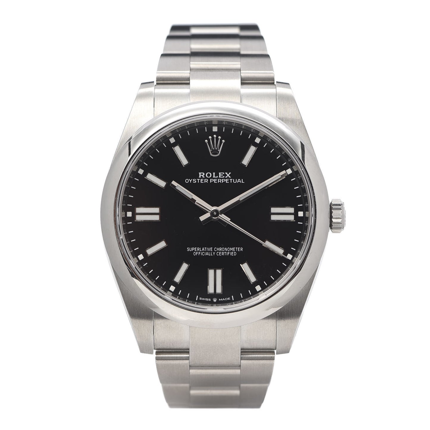 Stainless Steel 41mm Oyster Perpetual Watch Bright Black 124300