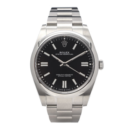 Rolex Stainless Steel 41mm Oyster Perpetual Watch Bright Black 124300 1 of 7