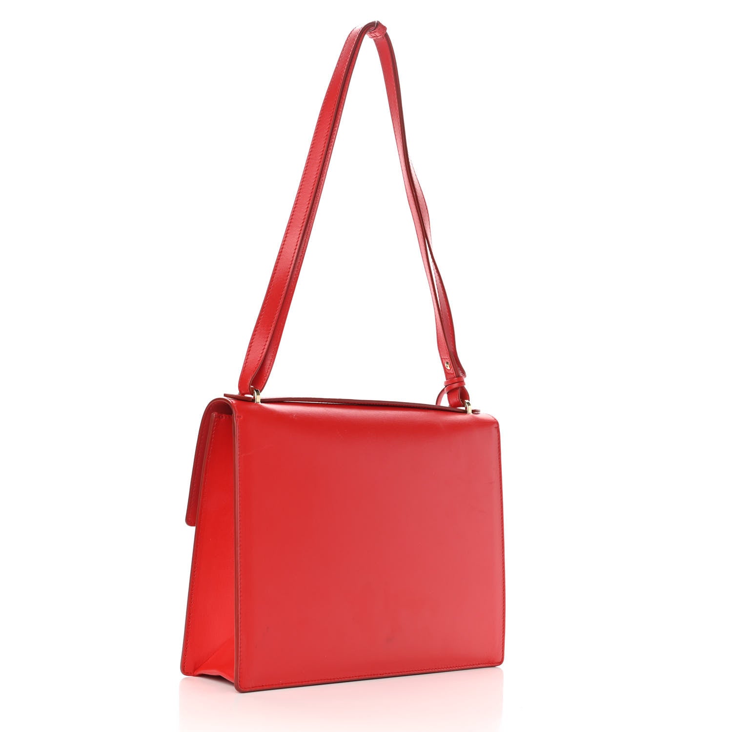 Salvatore Ferragamo Calfskin Gancio Lock Satchel Red 3 of 10