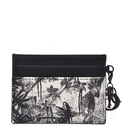 Christian Dior Calfskin Toile de Jouy Carnivora Card Holder Black White 1 of 6