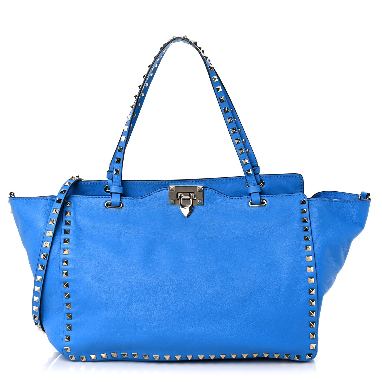 Vitello Medium Rockstud Tote Blue Fluo