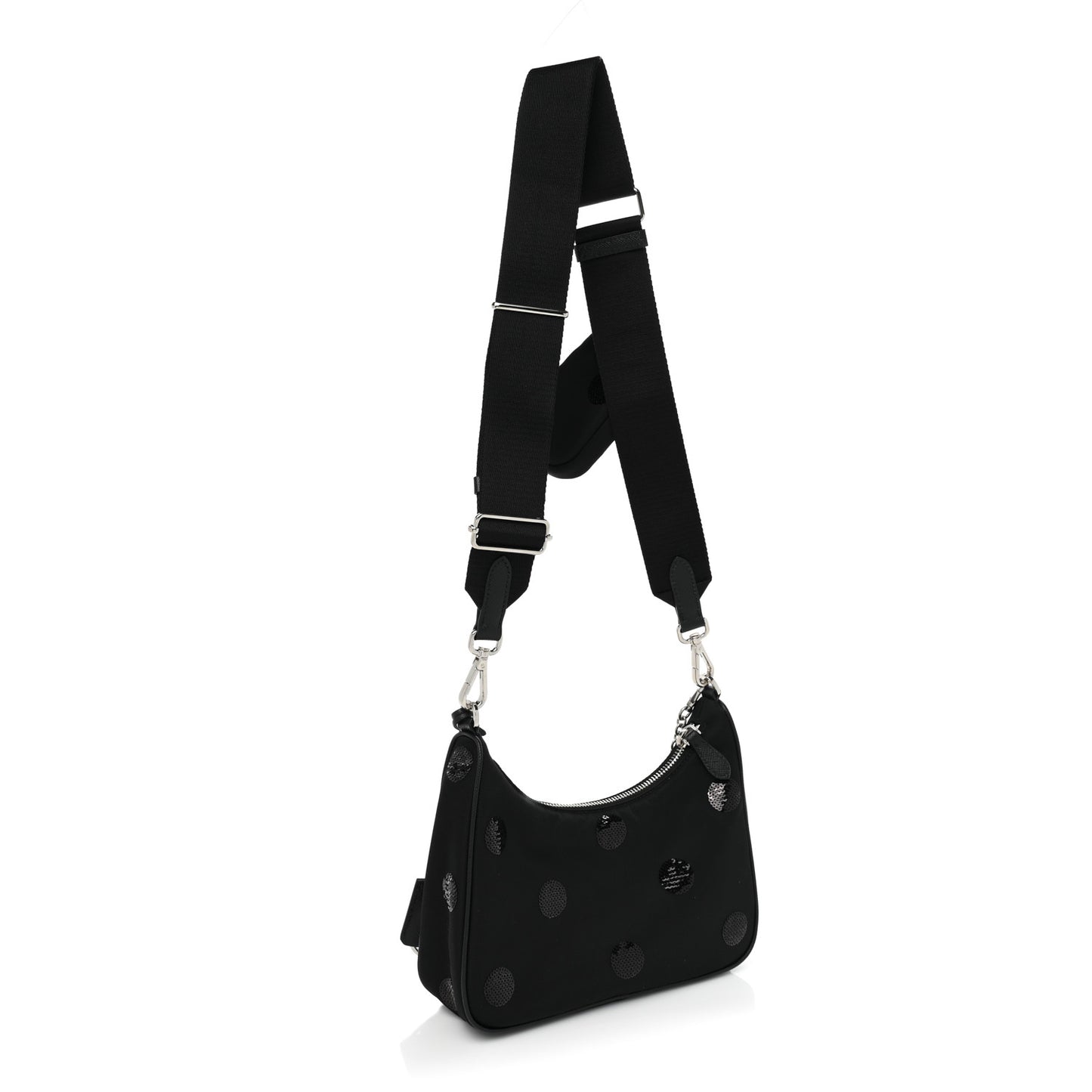 Nylon Sequin Re-Edition 2005 Shoulder Bag Black