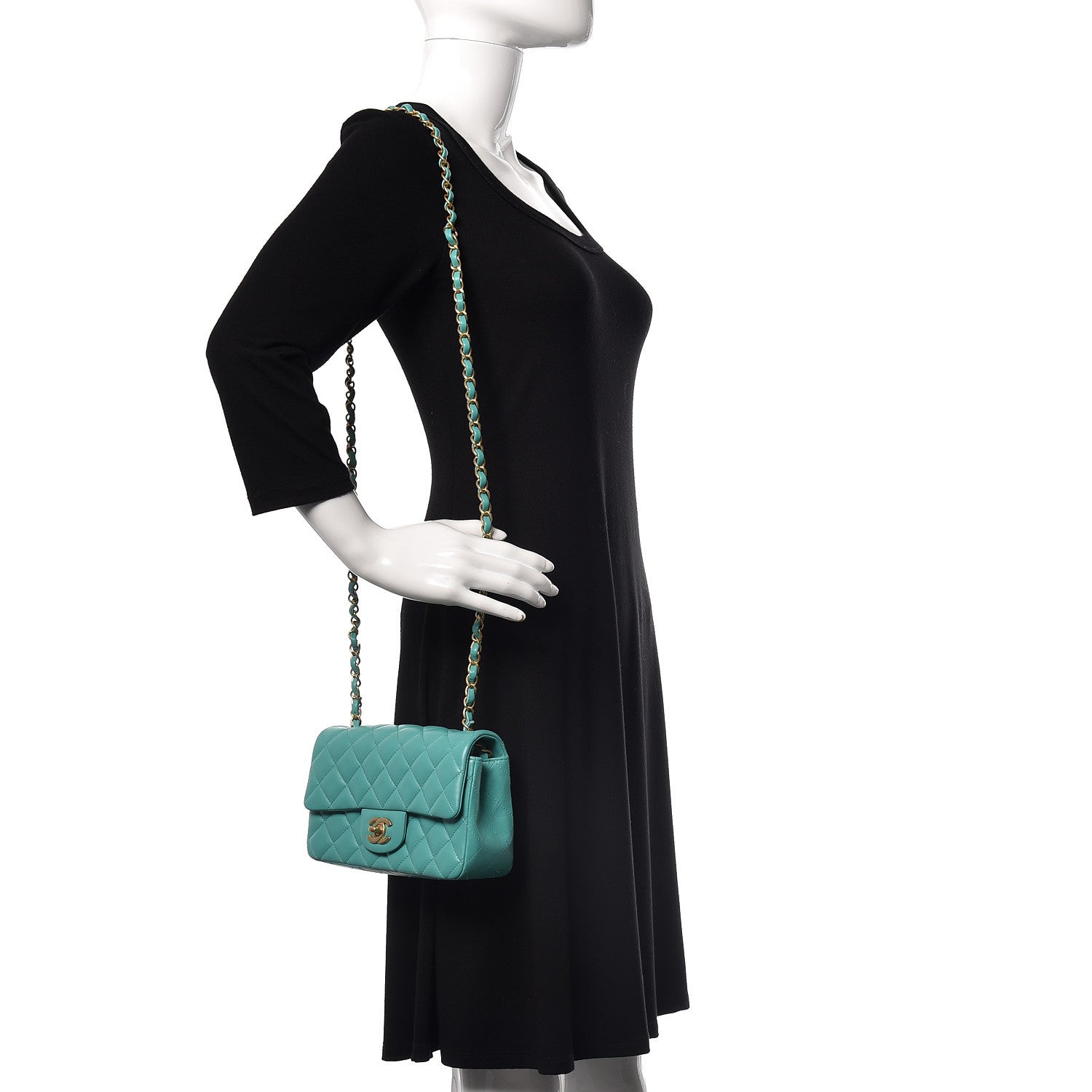 Chanel Lambskin Quilted Mini Rectangular Flap Green 2 of 10