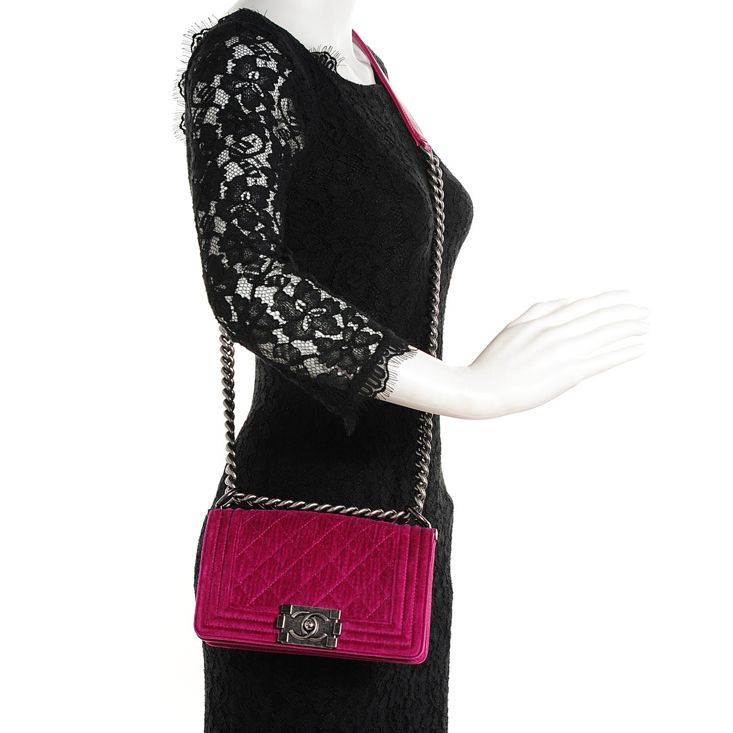Chanel Velvet Quilted Small Boy Flap Pink 2 of 8