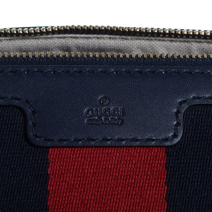 Gucci Monogram Selleria Calfskin Vintage Web Medium Boston Beige Blue 20 of 28