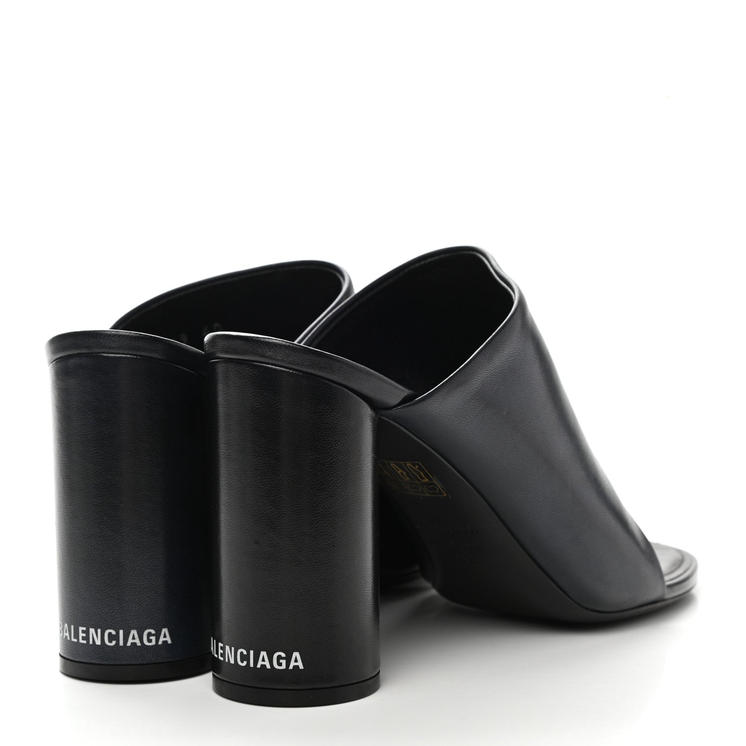 Balenciaga Shiny Sheepskin Oval 90mm Mule Pump 40 Navy 4 of 8