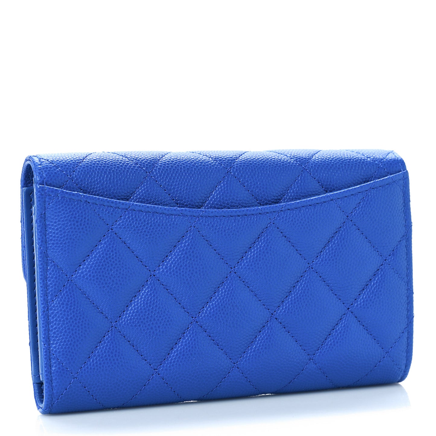 Caviar Quilted Medium Flap Wallet Blue