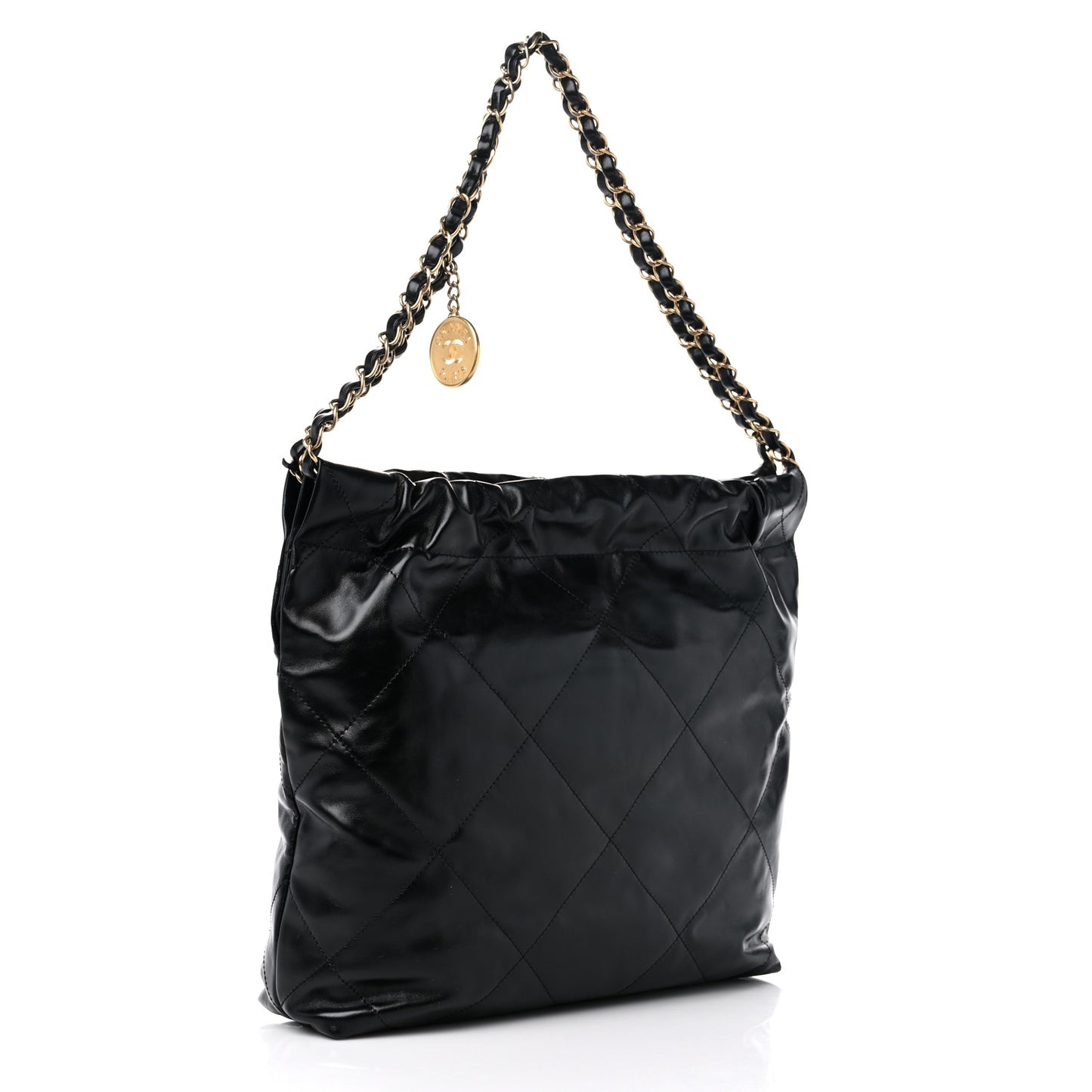 Shiny Calfskin Quilted Small Chanel 22 Black