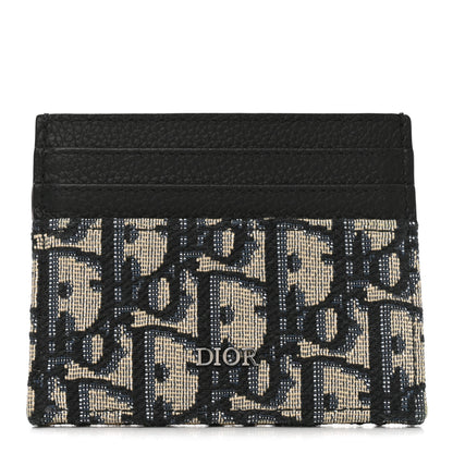 Christian Dior Grained Calfskin Oblique Card Holder Black 1 of 6