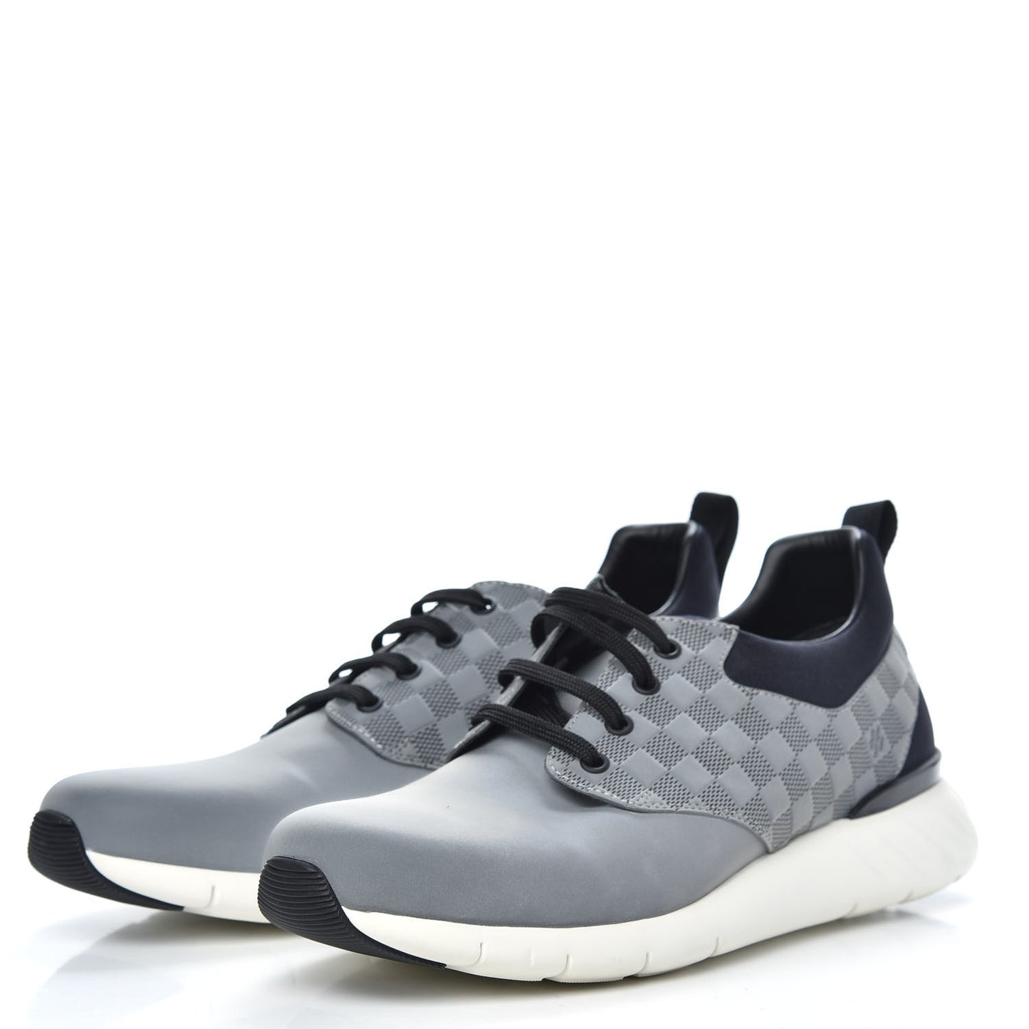 Nylon Suede Damier Fastlane Low Sneakers 7.5 Grey Black