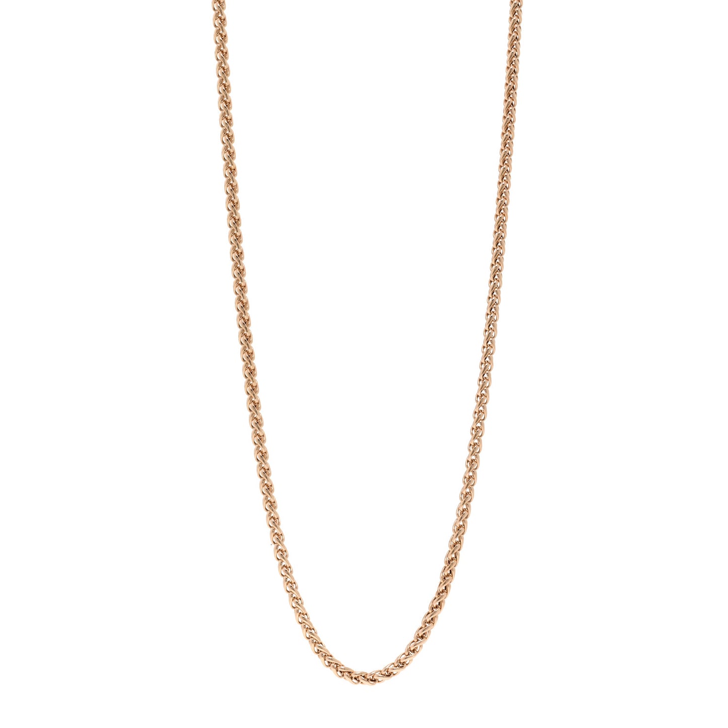 18K Rose Gold 4mm Wheat Chain Necklace 24"