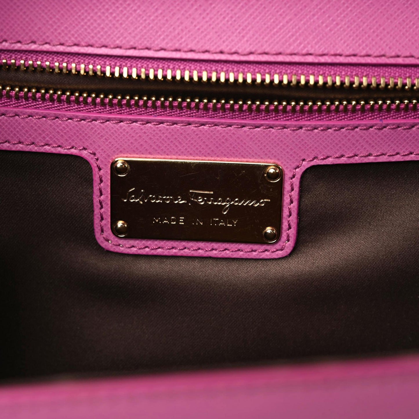 Printed Calfskin Vara Bow Chain Flap Crossbody Fuchsia