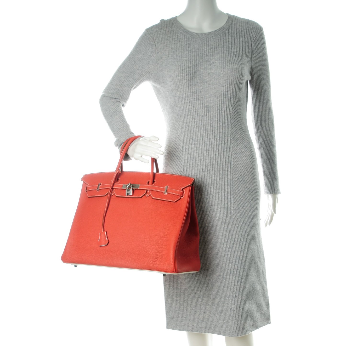 Taurillon Clemence Eclat Birkin 40 Sanguine Blanc