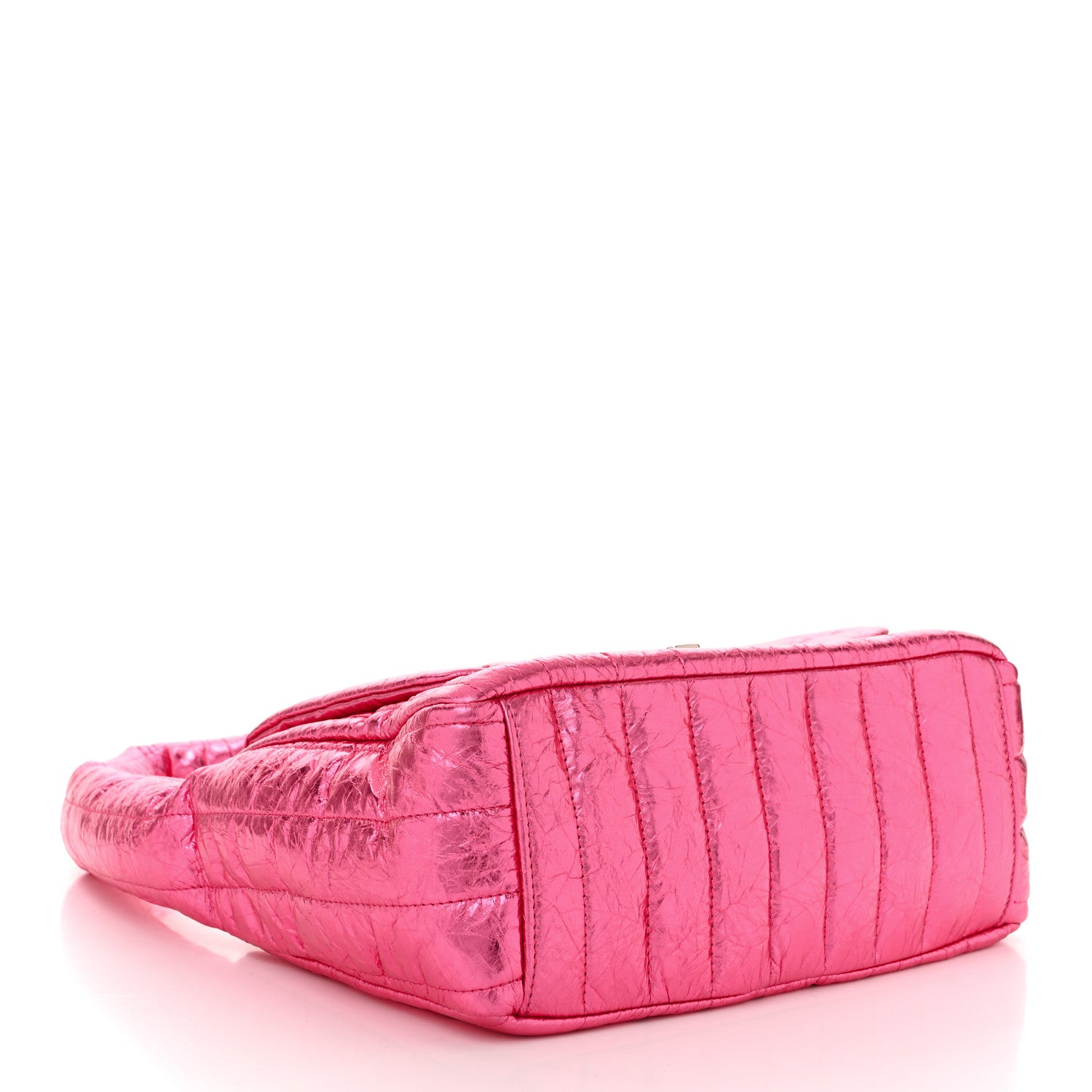 Balenciaga Metallized Crushed Calfskin Quilted Small Monaco Shoulder Bag Pink 4 of 10