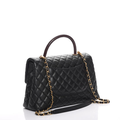 Chanel Caviar Lizard Quilted Medium Coco Handle Flap Black 4 of 8