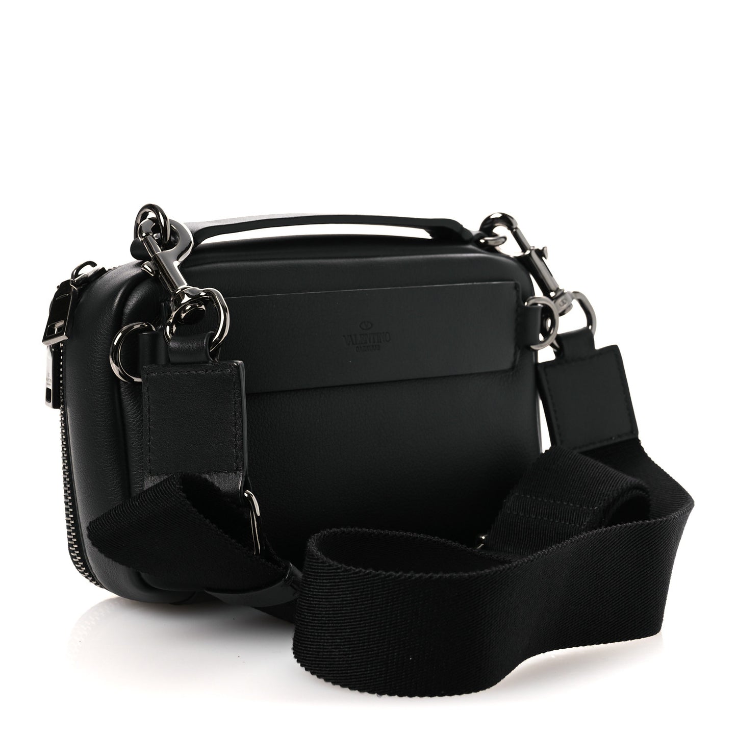 Calfskin Lacquered Vlogo Crossbody Bag Black