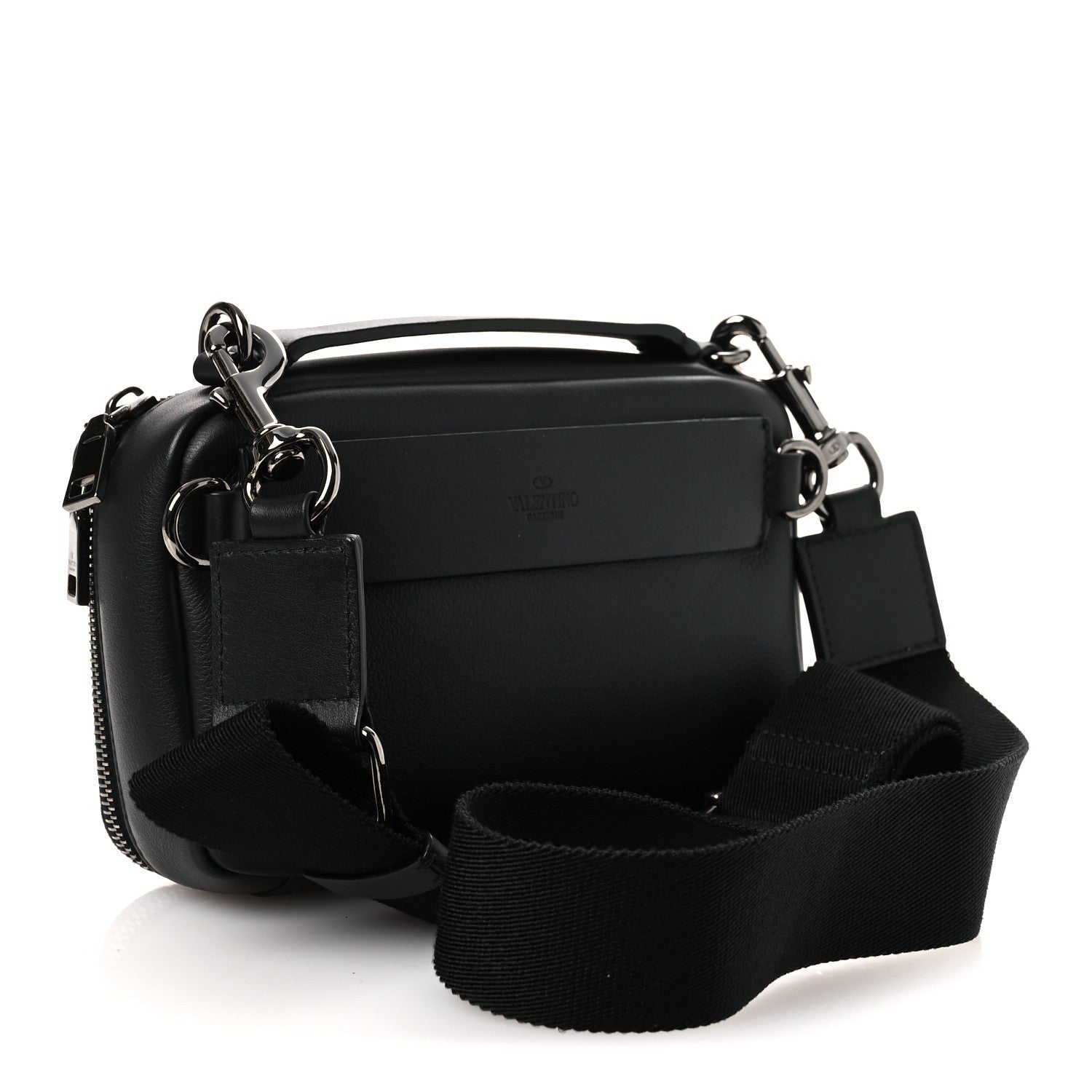 Valentino Garavani Calfskin Lacquered Vlogo Crossbody Bag Black 3 of 9