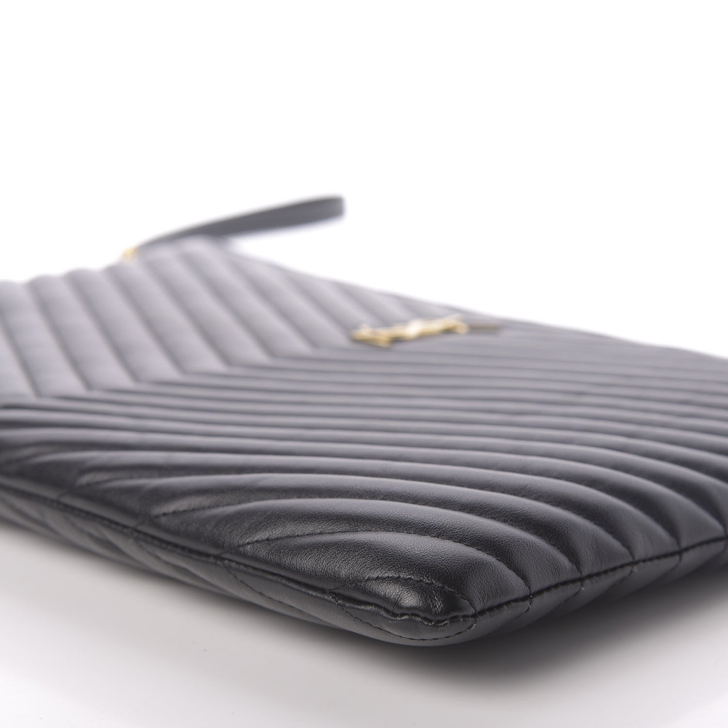 Saint Laurent Calfskin Matelasse Chevron Monogram Document Holder Black 9 of 10