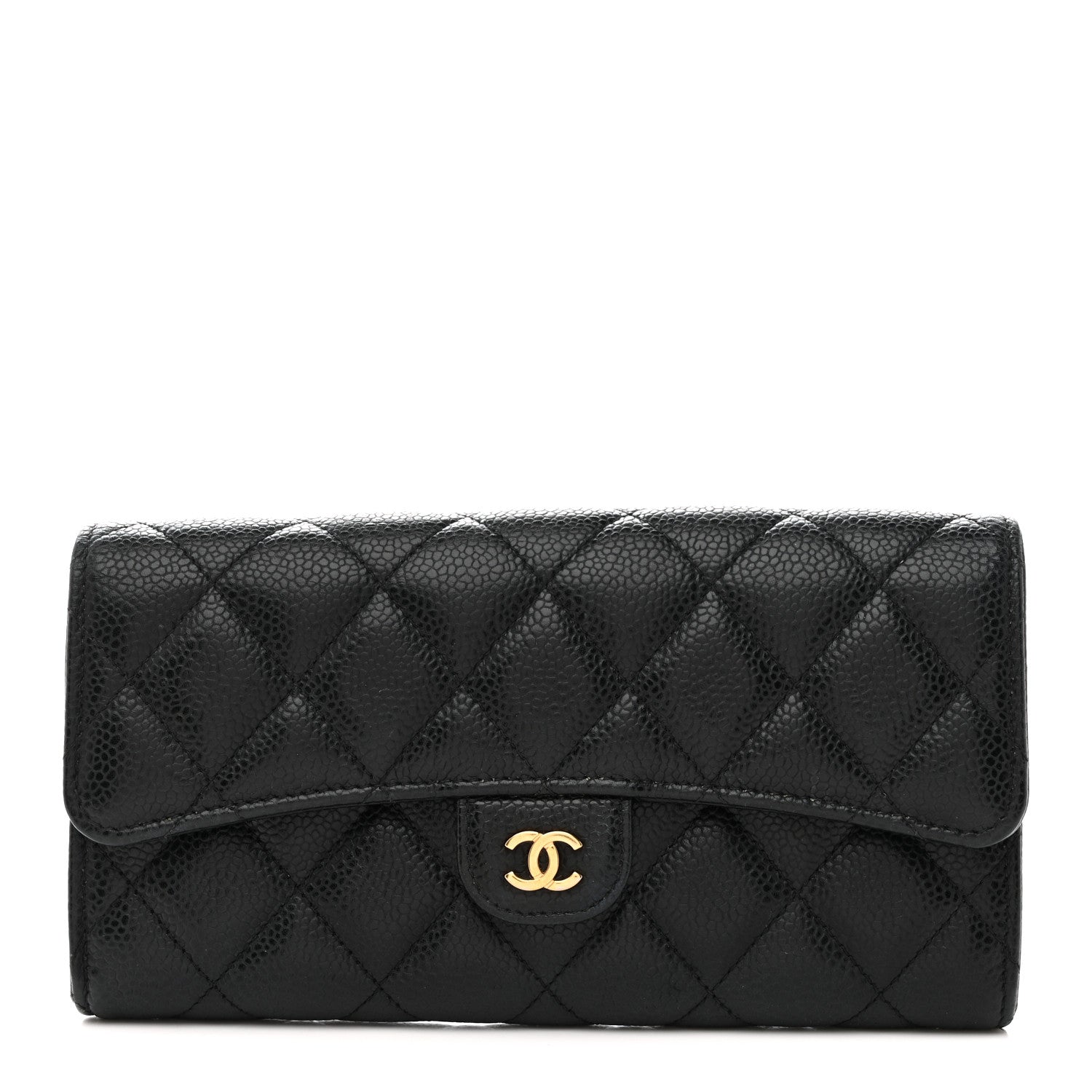 Chanel Caviar Quilted Large Gusset Flap Wallet Black 1 of 13