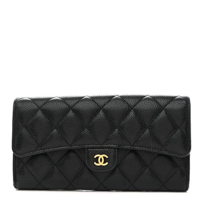 Chanel Caviar Quilted Large Gusset Flap Wallet Black 1 of 13