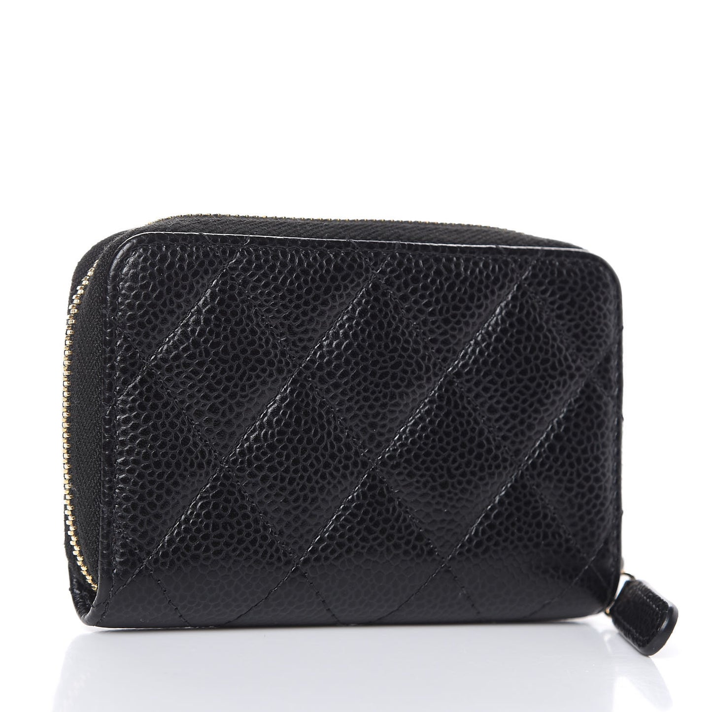 Caviar Quilted Zip Coin Purse Black