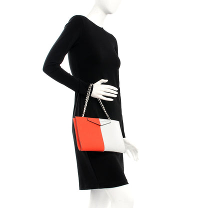 Fendi Metallic Saffiano Bi-Color Grande Clutch Papavero Argento 2 of 6
