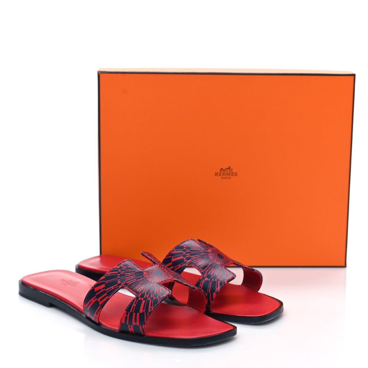 Calfskin Printed Op'H Oran Sandals 40 Marine Rouge