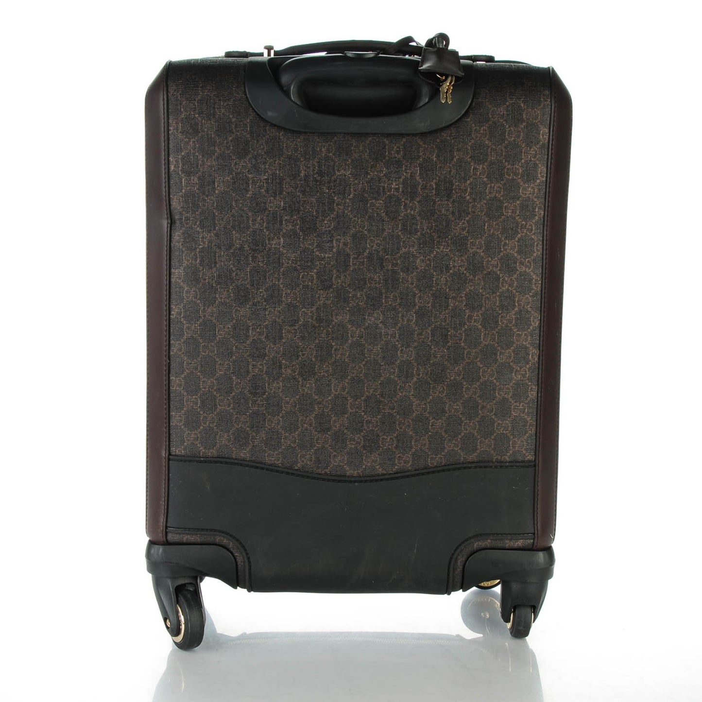 GG Supreme Monogram Four Wheel Carry On Suitcase Dark Brown