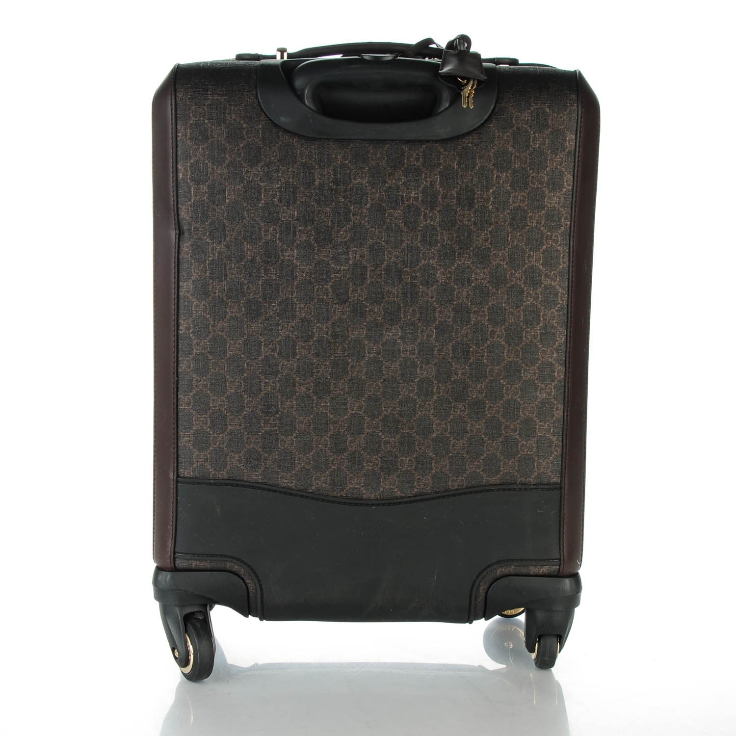 Gucci GG Supreme Monogram Four Wheel Carry On Suitcase Dark Brown 4 of 14