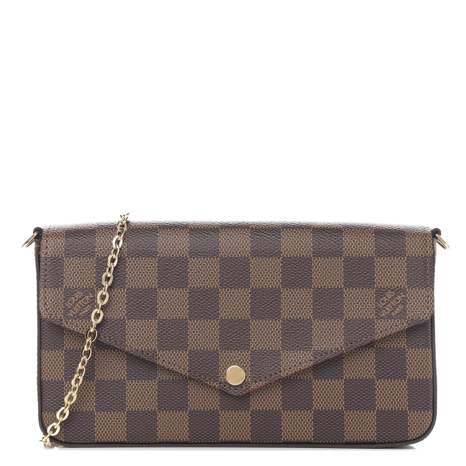Louis Vuitton Damier Ebene Pochette Felicie Chain Wallet 1 of 18
