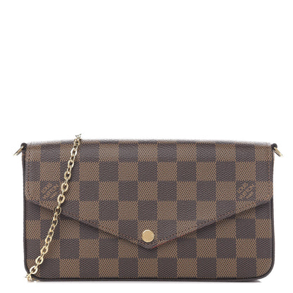 Louis Vuitton Damier Ebene Pochette Felicie Chain Wallet 1 of 18