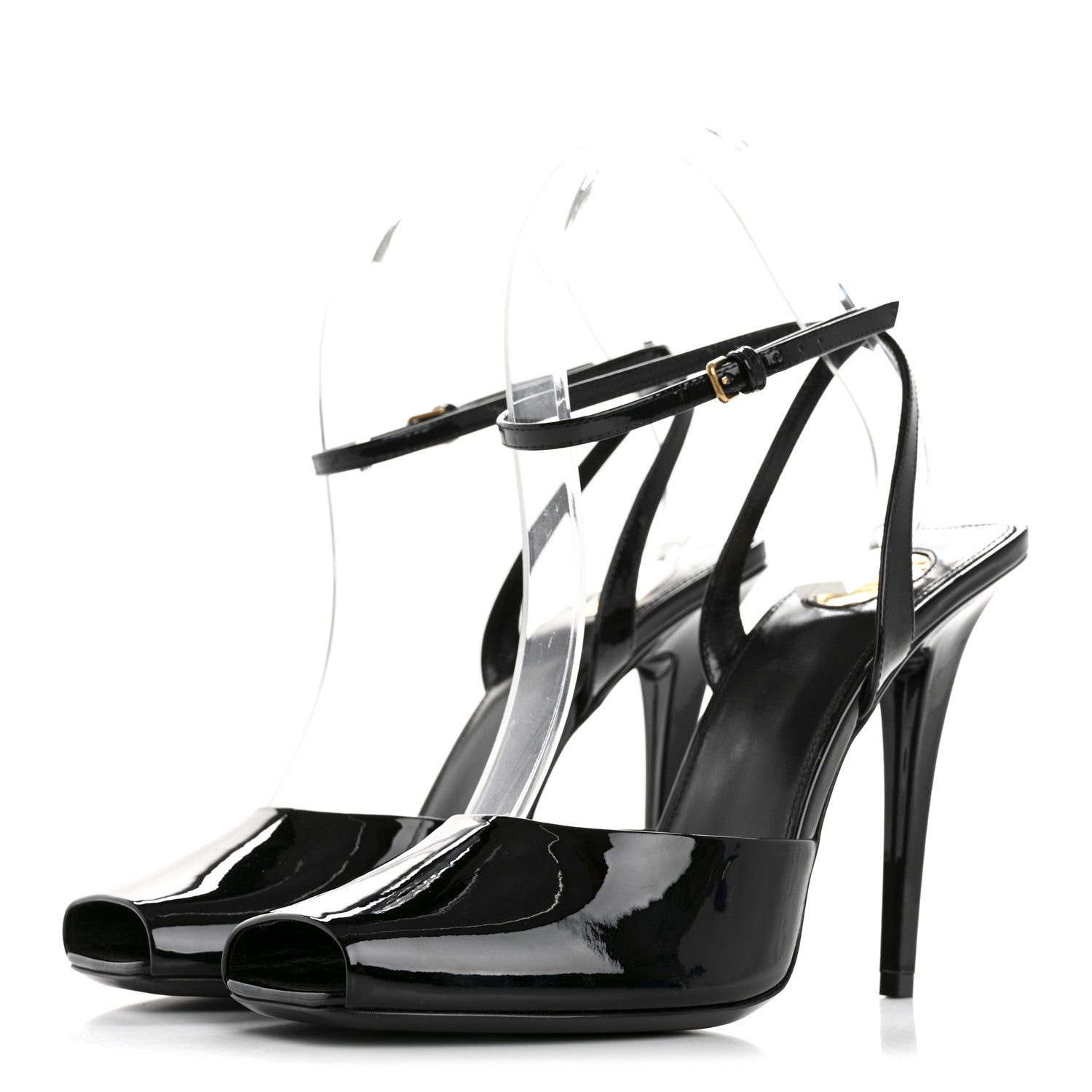 Saint Laurent Patent Calfskin La Scandale 110 Sandals 38.5 Black 4 of 10