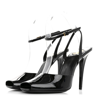Saint Laurent Patent Calfskin La Scandale 110 Sandals 38.5 Black 4 of 10