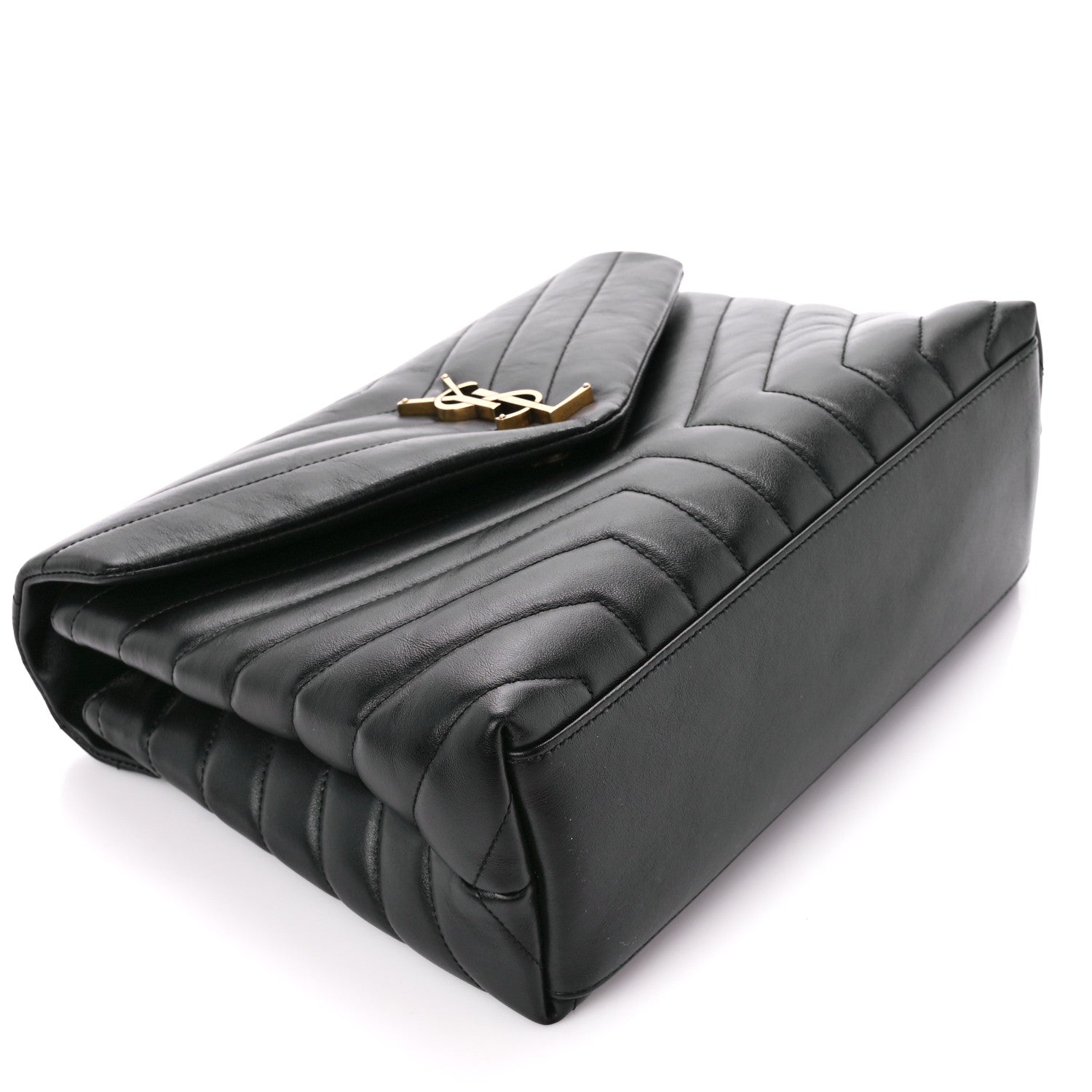 Saint Laurent Calfskin Y Quilted Monogram Medium Loulou Chain Satchel Black 10 of 11