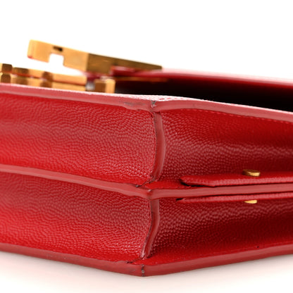Saint Laurent Grain De Poudre Monogram Cassandra Clasp Bag Red 10 of 14