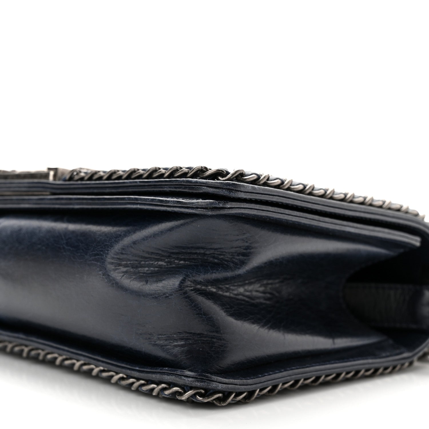 Chanel Glazed Calfskin Quilted Medium Boy Chained Flap Blue 10 of 10
