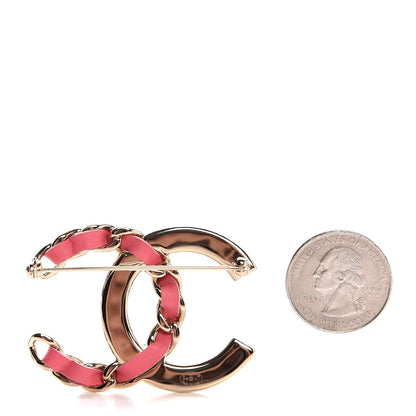 Chanel Lambskin Baguette Crystal CC Chain Brooch Pink Gold 3 of 6